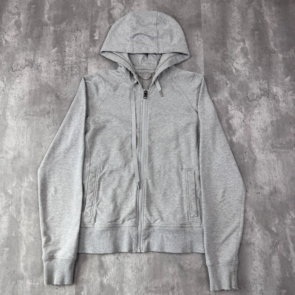 Lululemon Hoodie Womens 6 Gray Full Zip Sweatshirt Hooded Thumbholes Active